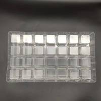 Plateau alimentaire rectangulaire transparent en PET recyclable personnalisé à 28 compartiments pour la fabrication de chocolats, bonbons et glaçons, épaisseur 0,2-1,5 mm