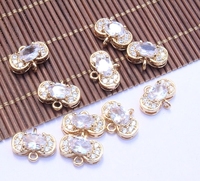 Connecteurs de bijoux en laiton plaqué or 18 carats HP0176, forme ovale, décoratifs, accessoires de fabrication de bracelets, pendentifs, liens, fournitures
