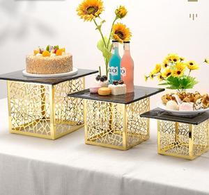 Bán buôn tiệc đám cưới phục vụ thực phẩm hiển thị risers vuông bạc tự chọn trang trí bàn bánh tráng miệng Giá đứng - Product Image 3