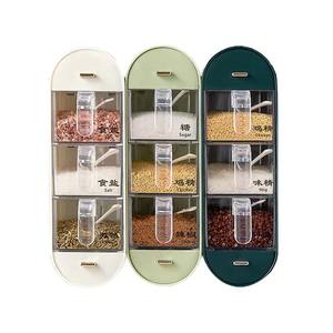 Caja de Condimentos de Lujo para Montar en la Pared, Recipiente de Almacenamiento con Múltiples Compartimentos, Tapa Abatible con Cuchara, Transparente, para Condimentos Sólidos, Tamaño Mediano - Product Image 1