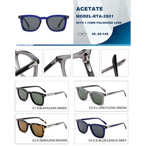 Occhiali da sole polarizzati in acetato retrò classico da <span class=keywords><strong>uomo</strong></span> UV400 protezione fascia alta con cornice quadrata antiriflesso - Product Image 6