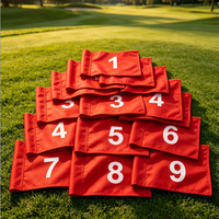 Drapeaux de golf personnalisés en nylon 420D de 6*8 pouces, numéros 1-9, mini-drapeaux de putting avec tube en plastique, vente en gros