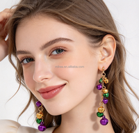 Masque de mascarade Mardi Gras pour filles et femmes, perles de mascarade, bijoux de carnaval de la Nouvelle-Orléans pour femmes, boucles d'oreilles