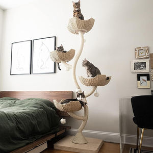 Fabrikant Groothandel Houten Sisal Grote Kattenboom Krabpaal Kattencondo Toren Moderne Kattenklimtoren - Product Image 3