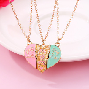 Día DE LA MADRE padre-hijo corazón colgante collar de dibujos animados 3 unids/set amor empalme magnético corazón collar joyería - Product Image 2