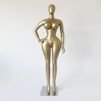Mannequin féminin de corps entier en or mat de l'usine de Guangzhou, taille petite, hanches larges, mannequin de corps entier en or de grande taille