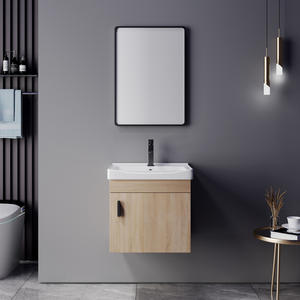 Mueble de Baño Pequeño y Económico de Madera Contrachapada para Montar en la Pared, Mueble de Baño Flotante Moderno que Ahorra Espacio con Lavabo Integrado - Product Image 1