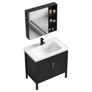 Cheaper Price Modern Vanity Wooden Panel Bathroom Cabinet With Mirror Toilet Vanity Storage Sink Bathroom Cabinet