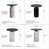 Table d'appoint ronde sur mesure avec base en marbre moderne et plateau en verre trempé, meuble d'appoint pour chambre, hôtel, projets d'aménagement intérieur résidentiel