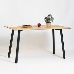 Meubles vintage de luxe à prix abordable, table de salle à manger de restaurant avec pieds en aluminium et plateau en bois - Product Image 2