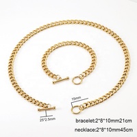 Collier et bracelet en acier inoxydable plaqué or 18 carats PVD sur mesure, maille cubaine Miami 8 mm avec fermoir OT, vente en gros