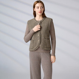 Chaleco de Punto Personalizado con Logotipo, Diseño Invernal sin Mangas, Chaleco de Punto Informal para Mujer, Suéter de Cuello Redondo, Cárdigan de Punto para Mujer - Product Image 1