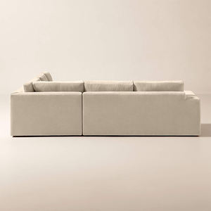 أريكة قطاعية على شكل حرف L من المخمل بلون بني فاتح، مقاومة للبقع، مع وسائد من الريش، أريكة عصرية فاخرة لغرفة المعيشة - Product Image 4