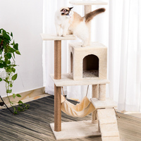 Grand arbre d'activité à gratter mural pour chat et chaton Lit en peluche pour chat et étagère d'escalade avec caractéristiques de jouet
