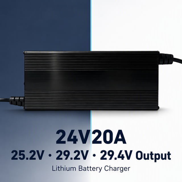 24V 25.2V 29.4V20A Smart Lithium Ion Battery Charger for Portable Power Station Warehouse Industrial Cleaning Equipment