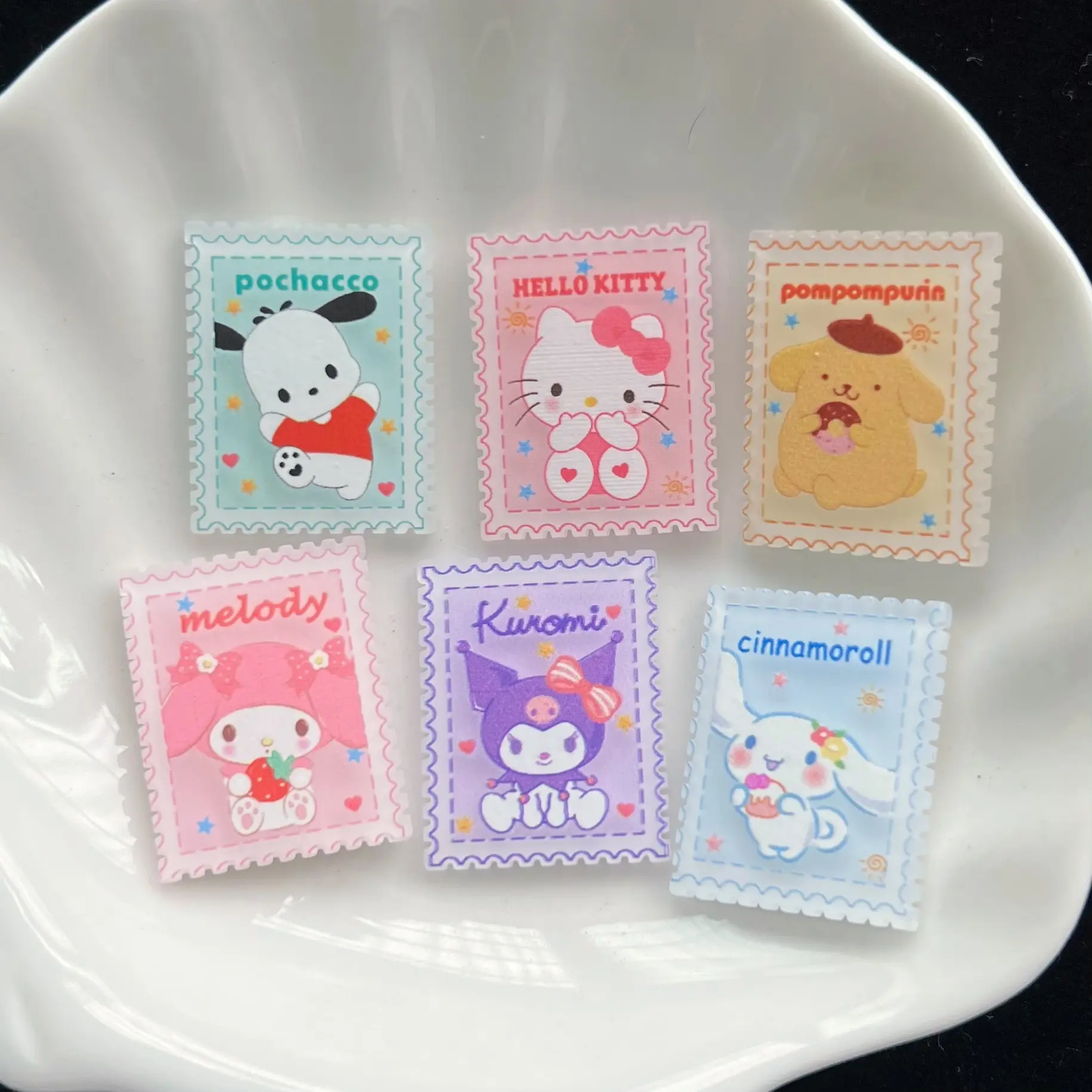 Stempel akrilik Sanrio persegi panjang pesona Melody Kitty untuk Diy