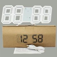 Jam dinding Digital LED besar 3D, tanggal waktu selsius bercahaya jam meja Desktop Jam Alarm dari ruang tamu