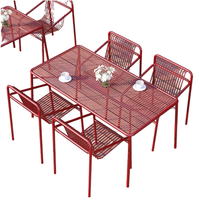 Ensemble table et chaises d'extérieur moderne en fer forgé pour villa, terrasse, hôtel, jardin, canapé et chaise de patio en métal