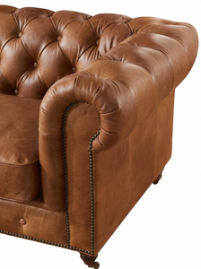 Fauteuil classique en bois avec assise en cuir, construction robuste, coussin confortable pour salon, bureau ou salle de séjour - Product Image 2