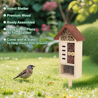 Hôtel à insectes moderne en bois à suspendre et à insérer, deux modes de fixation, pour abri de jardin pour abeilles, papillons, coccinelles et insectes bénéfiques
