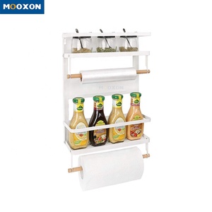 Kitchen Organizer Folding Spice Magnet Hanging Wall Metal Foldable Storage Shelf Holder Fridge Foldable Magnetic Spice Rack