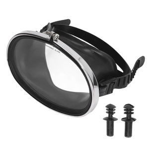 Freitauchbrille HD Gehärtetes Glas PVC Ovale Form Antibeschlag Einzellinsen-Taucherbrille für Angler Schwarz L - Product Image 1