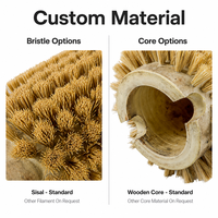 Brosse cylindrique en sisal sur mesure avec noyau en bois et soies de 6 mm pour machine de nettoyage de légumes, brosse OEM
