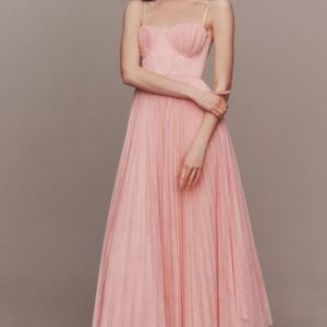 Vestido Midi Casual con Corsé Bordado Floral, Plisado de Tul, Corte Ajustado y Evase, Decoración de Encaje Calado con Patrón Floral para Citas de Verano - Product Image 2