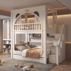 Castello di lusso <span class=keywords><strong>king</strong></span> and queen bambini letto a soppalco moderno letto a castello combinato in legno per ragazze bambini camera da letto mobili letto a castello scale - Product Image 2