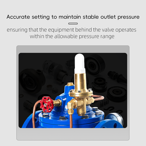 วาล์วควบคุมไฮดรอลิกแบบแมนนวลเหล็กหล่อ DN40-DN600 PN16 วาล์วลดแรงดันแบบปรับได้ 200x ควบคุมด้วยระบบไพล็อต สำหรับน้ำ - Product Image 4