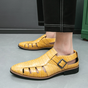 Nuevas <span class=keywords><strong>sandalias</strong></span> Pinot Toe para <span class=keywords><strong>hombre</strong></span> de cuero de gran tamaño 46 clásico Italia verano Zapatos formales hebilla Real <span class=keywords><strong>piel</strong></span> de vaca sandalia marca de bajo precio - Product Image 6