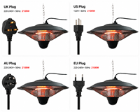 Chauffe-soleil infrarouge électrique suspendu à télécommande 2100W, type parapluie, en acier inoxydable, pour terrasse, restaurant, café, avec éclairage – Meilleures ventes