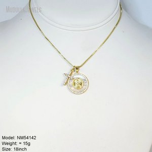 NM54141 religioso cattolico placcato <span class=keywords><strong>oro</strong></span> italiano fortuna <span class=keywords><strong>Cornicello</strong></span> corno vergine maria ciondolo cubico Zirconia scatola croce collana a catena - Product Image 5