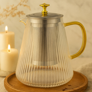 Seecin thiết kế hiện đại Borosilicate <span class=keywords><strong>Glass</strong></span> Tea Pot Ấm đun nước hoa quả ấm trà ấm trà với <span class=keywords><strong>Infuser</strong></span> - Product Image 3