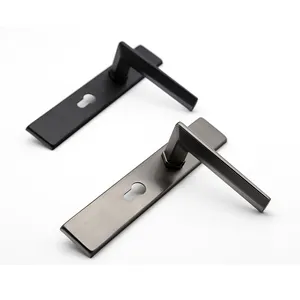 High Quality European Style Panel Black SS Door Handle with Zinc Alloy Lever