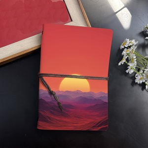 Bloc-notes A6 80 feuilles idéal pour les résumés de lecture des étudiants en littérature anglaise et les contours de dissertation avec Sun Mountains Red Hued - Product Image 2