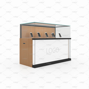 Nouvelle vitrine de présentation de téléphones portables en bois et verre avec logo de marque moderne et éclairage LED pour magasin - Product Image 5