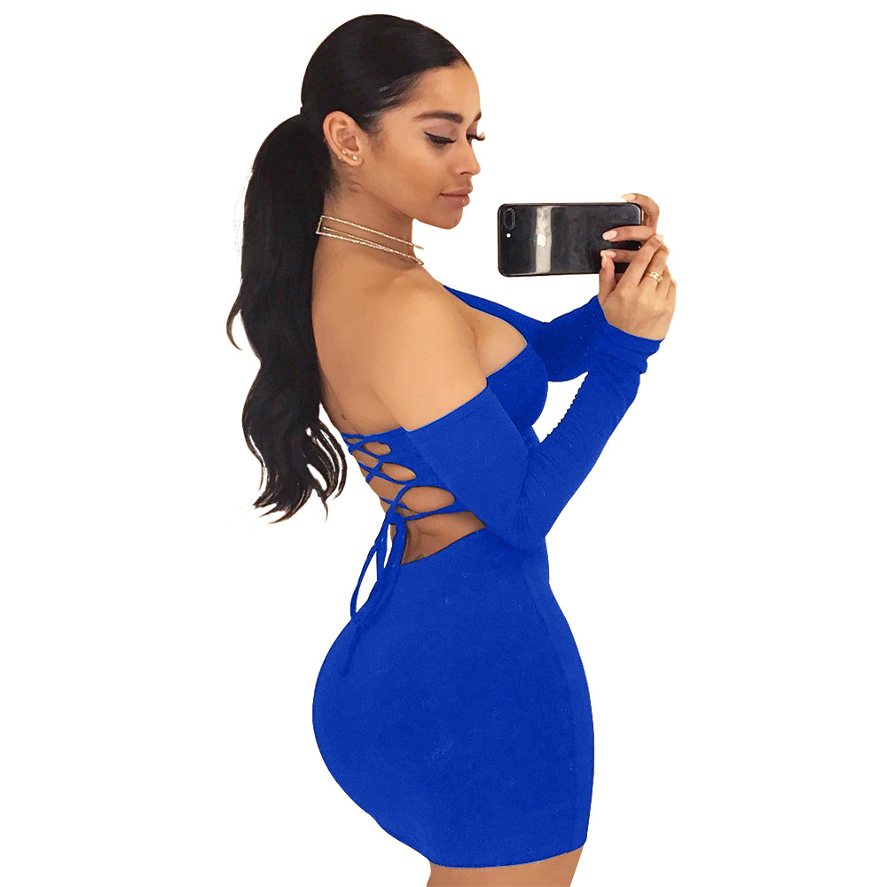 sachin and babi light blue dress Hawthaw Women Sexy Long Sleeve V Neck Party Club Bodycon Streetwear Mi main image 1