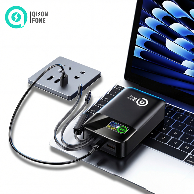 Super Fast Charging 30000mAh 65W/35W PD GaN Tech Power Bank with Dual USB-C Cables TFT Display Mini Portable Laptop Charger