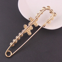 Broches de luxe personnalisées en forme de grande épingle de sûreté pour femmes, bijoux fantaisie