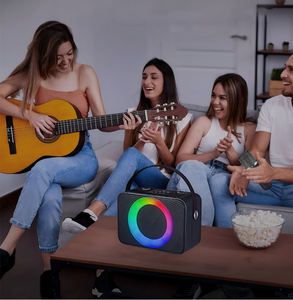 Machine de karaoké à domicile tout-<span class=keywords><strong>en</strong></span>-un, enceinte portable avec deux microphones sans fil, lumières RGB pour les fêtes de famille et le divertissement à domicile - Product Image 6