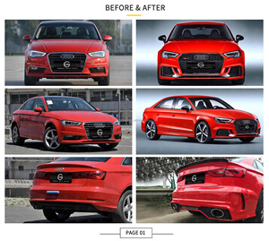 Kit carrozzeria per <span class=keywords><strong>2013</strong></span> + <span class=keywords><strong>Audi</strong></span> <span class=keywords><strong>A3</strong></span> S3 aggiornamento 2019 RS3 fari paraurti auto luci posteriori gonna laterale spoiler auto - Product Image 6