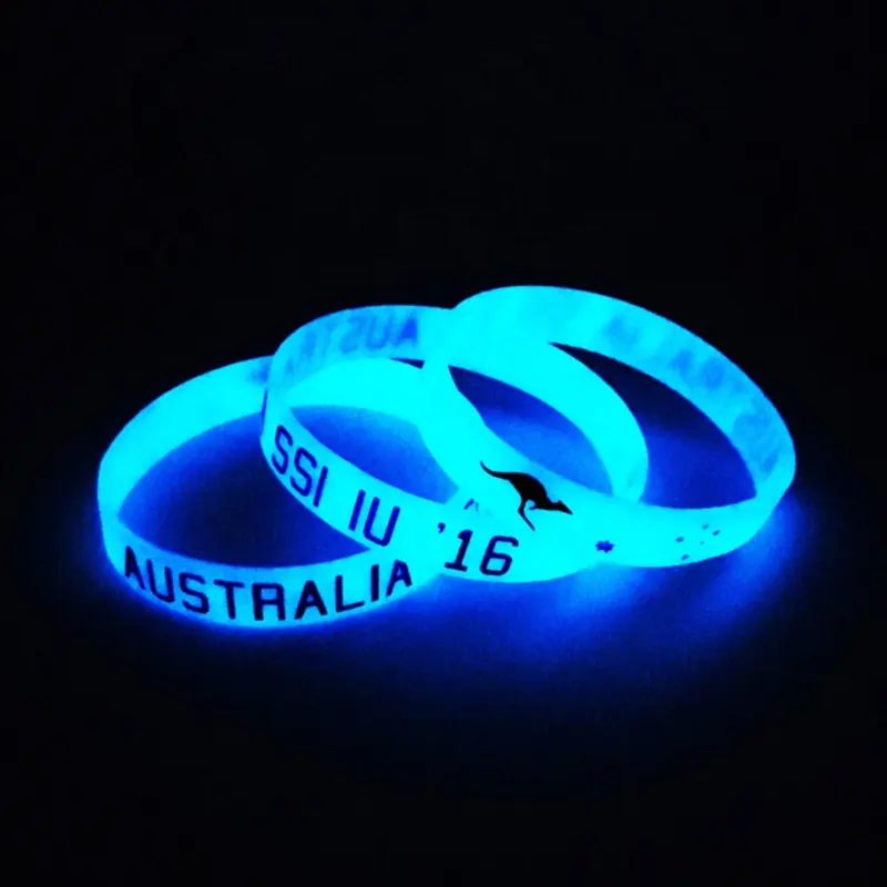 Pulsera de silicona fluorescente OEM Pulsera de goma motivacional Pulsera de silicona brillante grabada personalizada