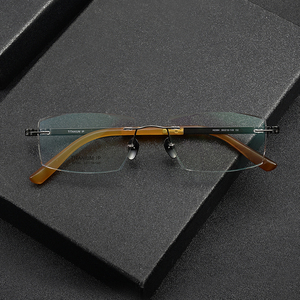 H2384 リムレスバッファローホーン眼鏡 ファッション光学フレーム 純チタンアイウェア 眼鏡フレーム ホットセール 男女兼用メガネ - Product Image 3