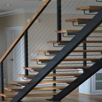 Escalier moderne de qualité supérieure DB à double poutre pour intérieur, avec marches en bois apparentes, escalier à double mono-stringer pour villa