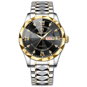 BINBOND B2521 Luxury Man Wristwatch Waterproof Luminous Date Week Male Reloj for Men Watches Stainless Steel Quartz Men's Watch