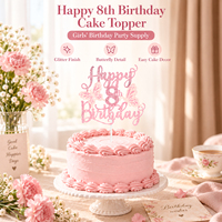 Décoration de gâteau papillon rose rêveur 1-10 ans, décor en papier de dessin animé pour anniversaire