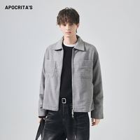 APO OEM/ODM Veste d'hiver pour homme de haute qualité, épaisse et chaude, haut de gamme, coupe ample, couleur unie, col à revers, fermeture éclair, veste décontractée