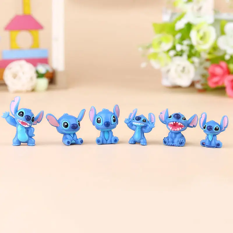 1set of 12 Cartoon Cute Stitch Hand Office Aberdeen Micro Landscape Hand-made Ornaments Keychain Pendant Christmas Gift