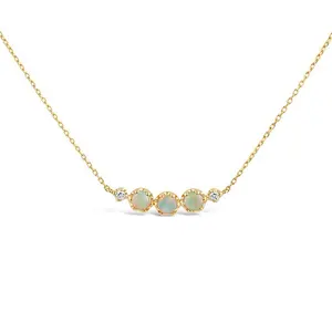 Mücevher ayarlanabilir zincir kavisli üç opal takılar elmas 925 gümüş kolye kolye